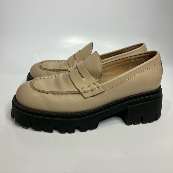 Free people‎ Lyra lug sole loafers tan Leather black womens size 36.5 trendy Y2K - Picture 4 of 9